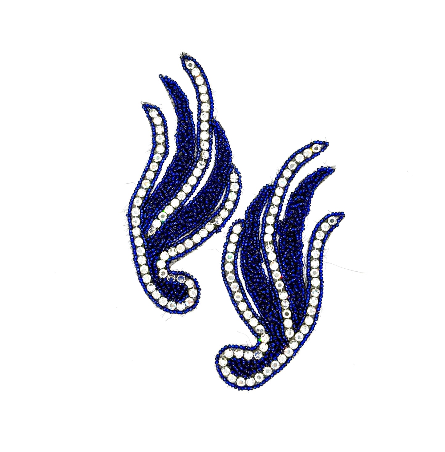 Designer Motif - Blue Beads - Rhinestones 6”x 2.5”