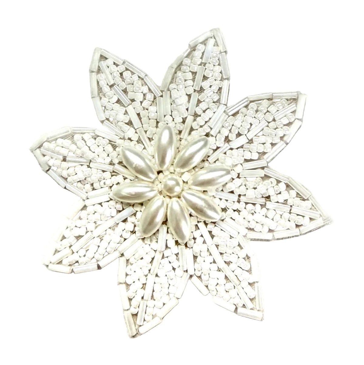 Flor - Cuentas/Perlas Blancas 3.25”