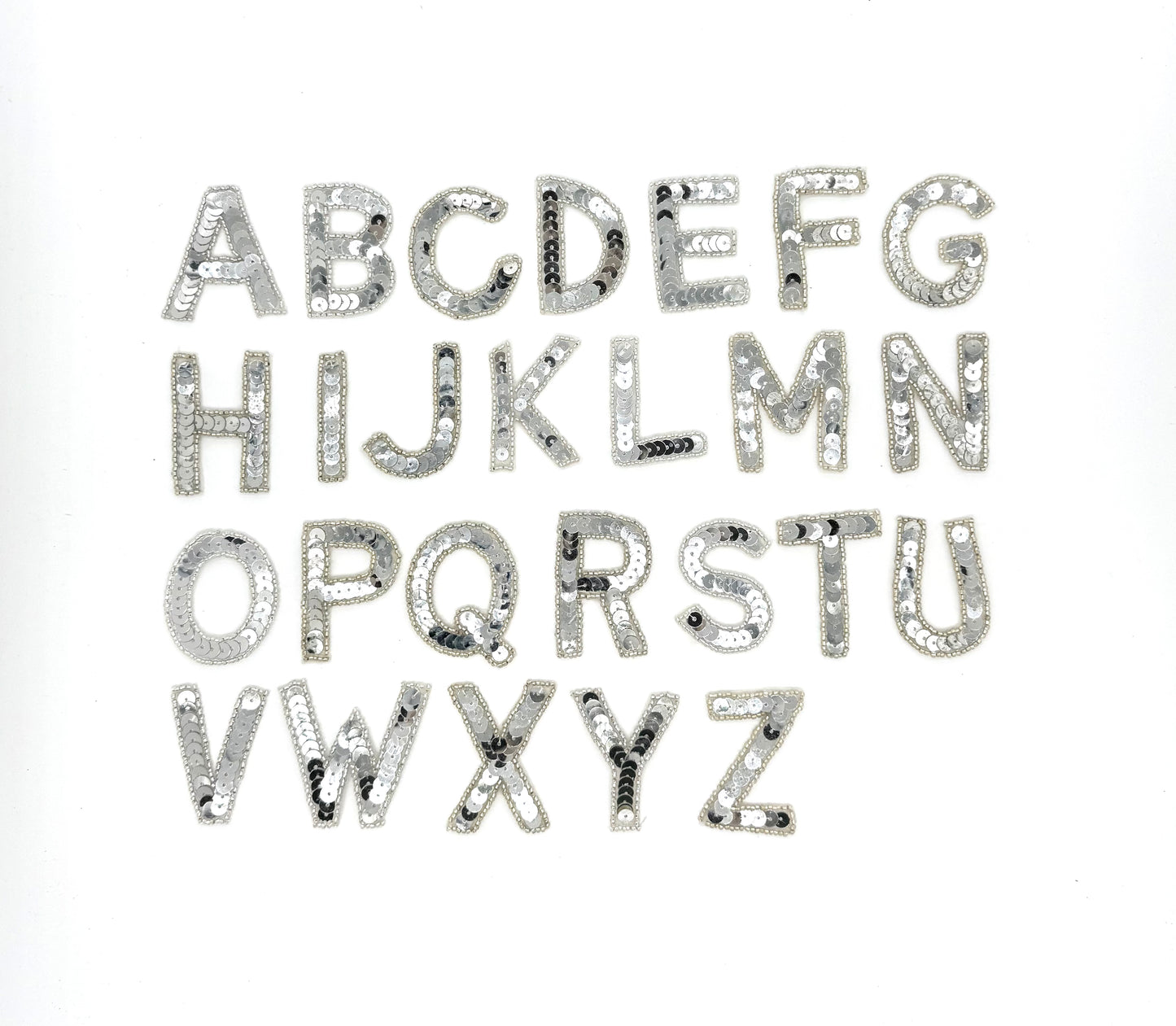 2” Letter Appliqué - Silver Sequins/Beads - Choice of Letter