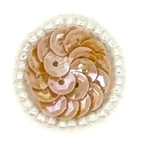 Dot Appliqué - Beige Sequins - White Glass Beads .75"