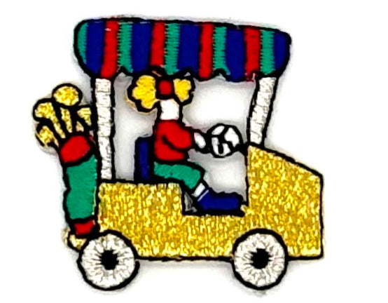 Carro de golf con palos y golfista - Plancha metálica - 4 piezas de 3,17 cm x 3,17 cm