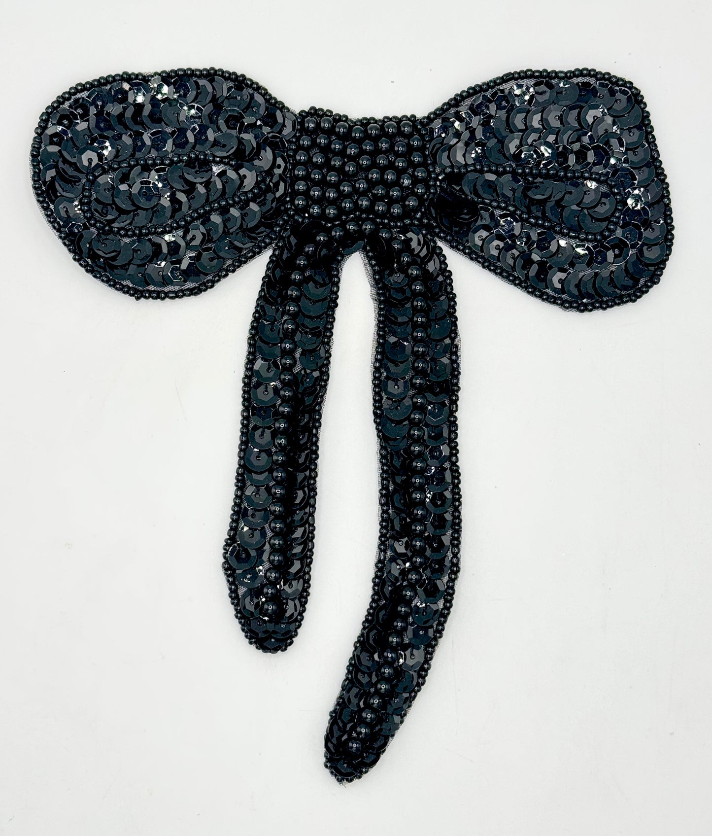 Bow with Black Sequins and Beads 6" x 6"