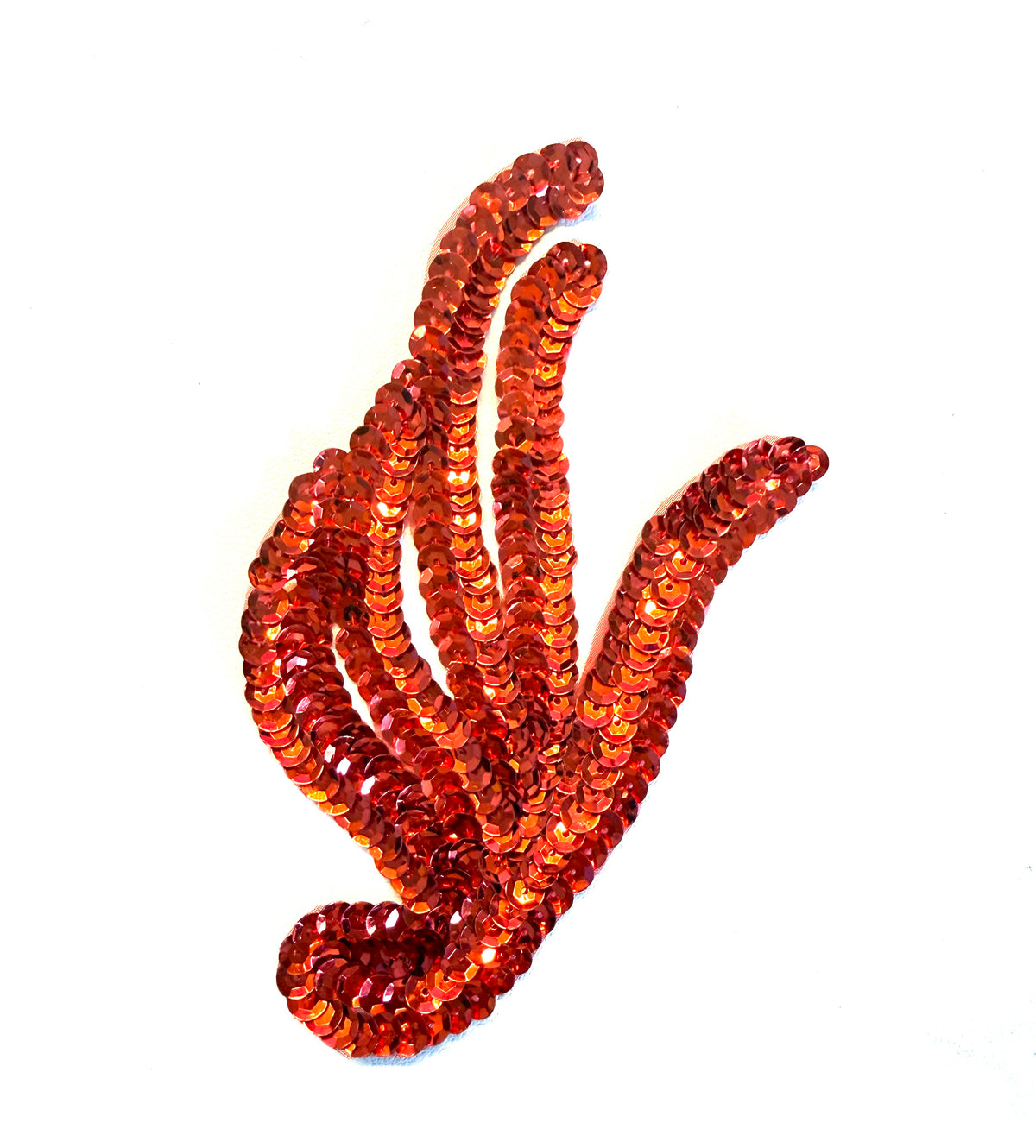 Red Sequin Leaf Appliqué, Pair or Single R, 5.75 x 3 in