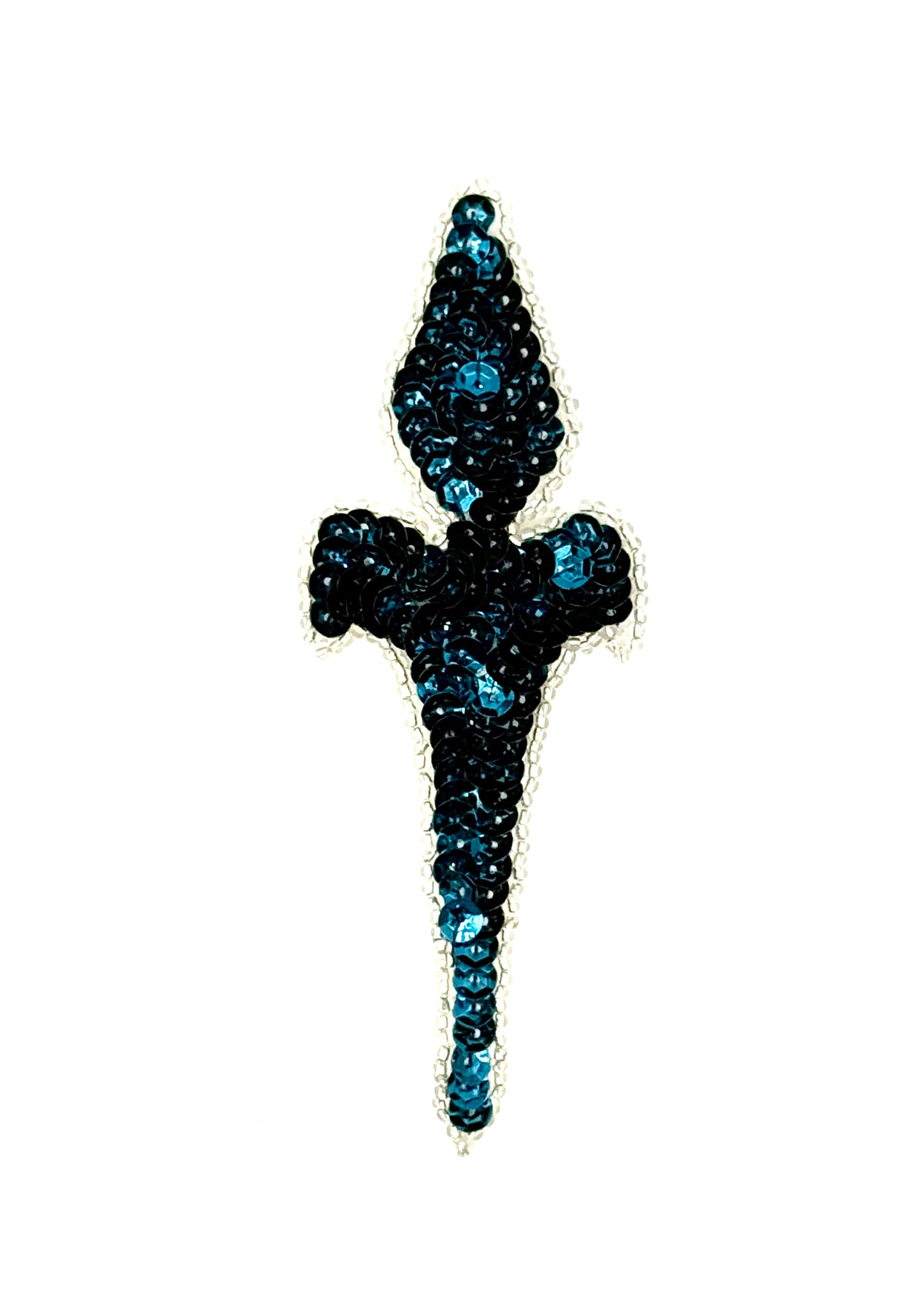 Designer Motif with Turquoise Sequins and Silver Beads 5”x 2”