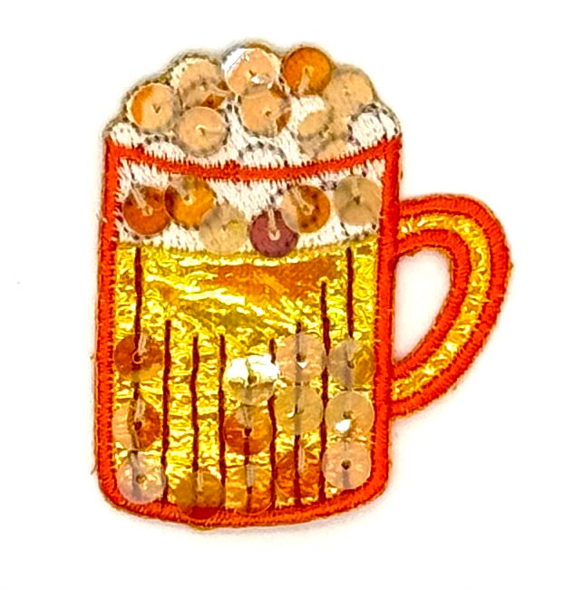 Cold Beer Mug Embroidered Iron-on Patch - 2" x 1.75"