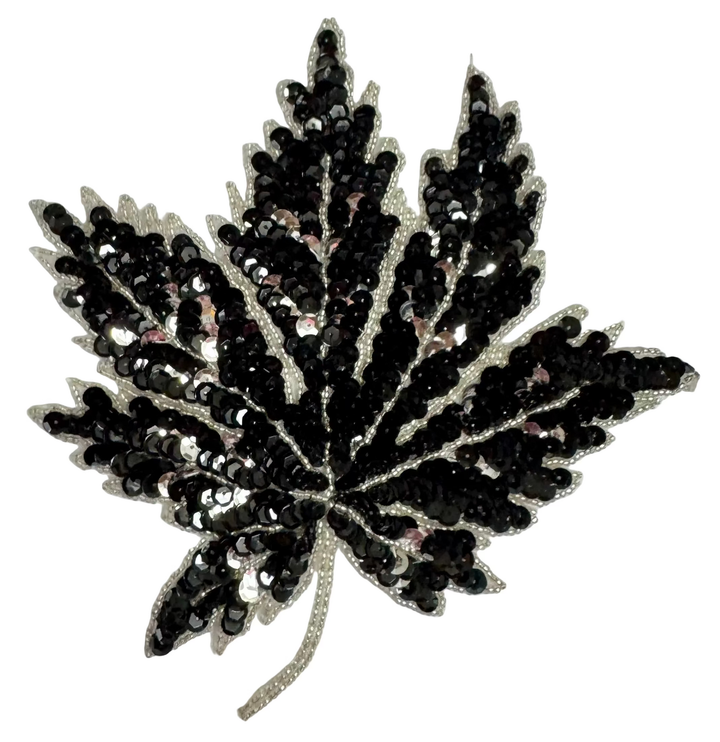 Hoja con lentejuelas azules o negras con ribete plateado de 20 x 20 cm