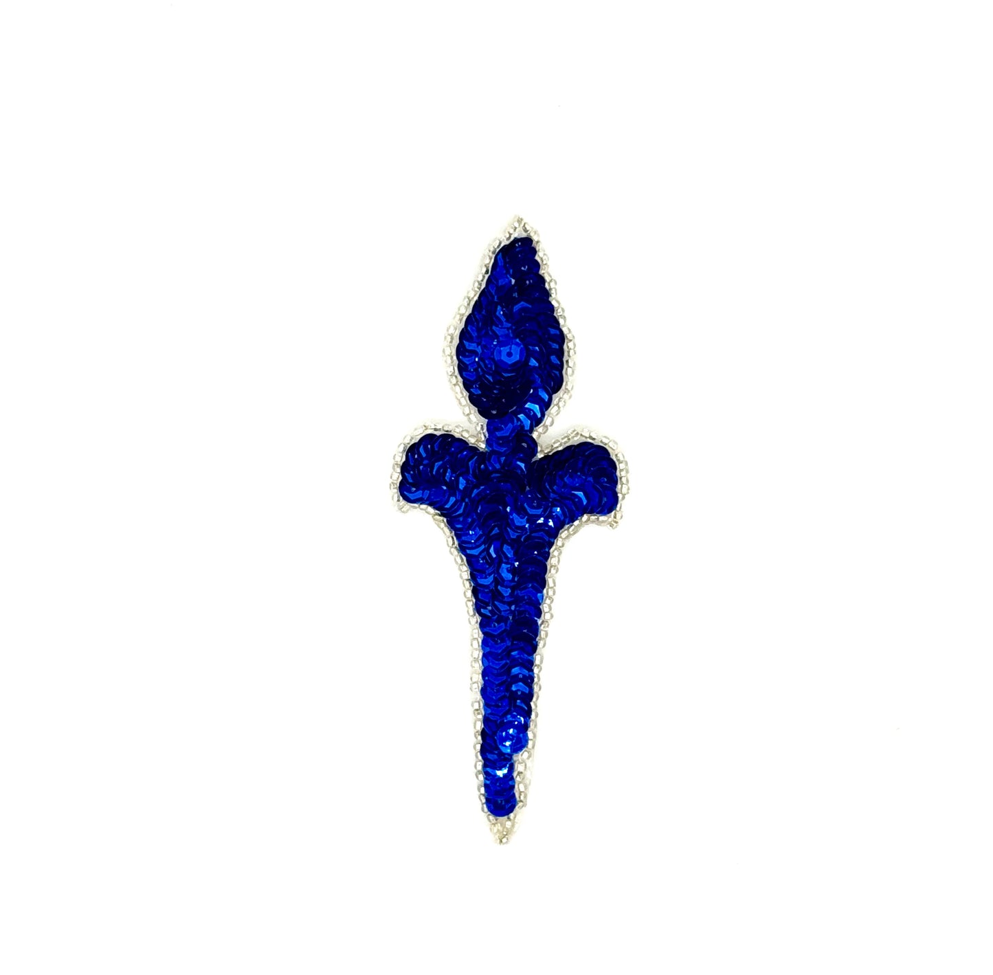Design Motif with Royal Blue Sequins and Silver Beads 5" x 2"