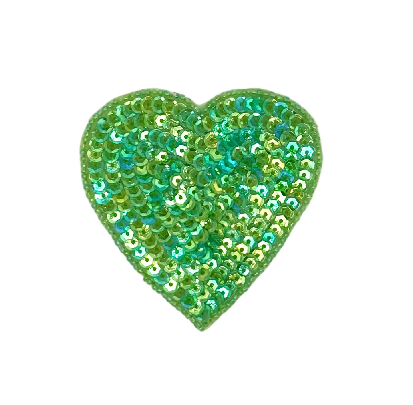 Heart Appliqué - Iridescent Lime Green Sequins/Beads - Choice of Size 3” or 2”