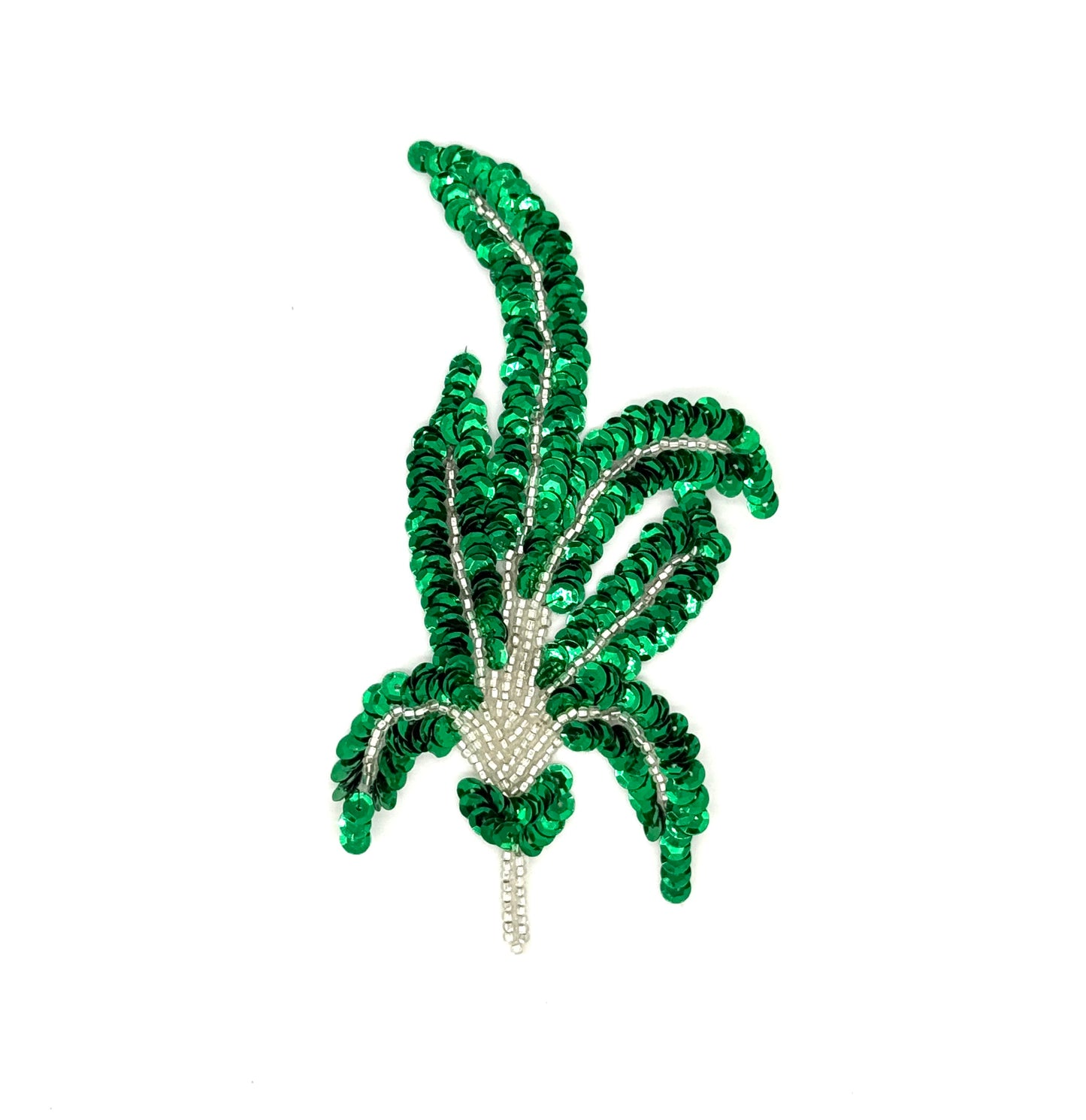 Choice of Leaf Pair or Singles with Green Sequins and Silver Beads 6" x 4"
