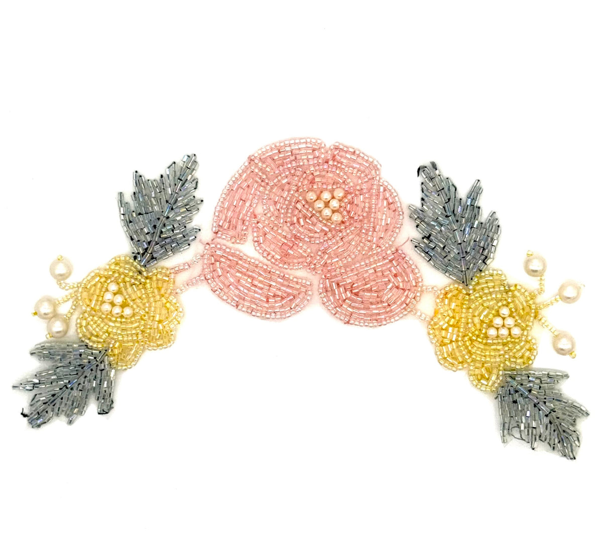 Pulverizador de flores con lentejuelas y cuentas amarillas, rosas y turquesas