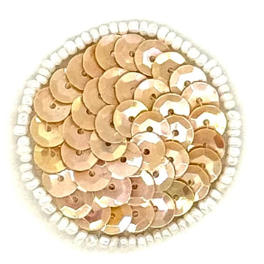 Dot Applique - Iridescent Beige Sequins - Glass Beads 1.75"