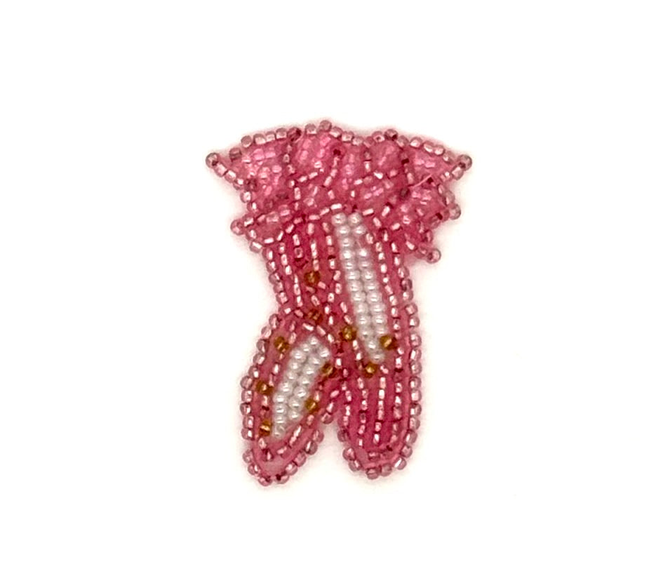 Ballet Slippers Cuentas Rosas y Blancas 2" x 1.5"