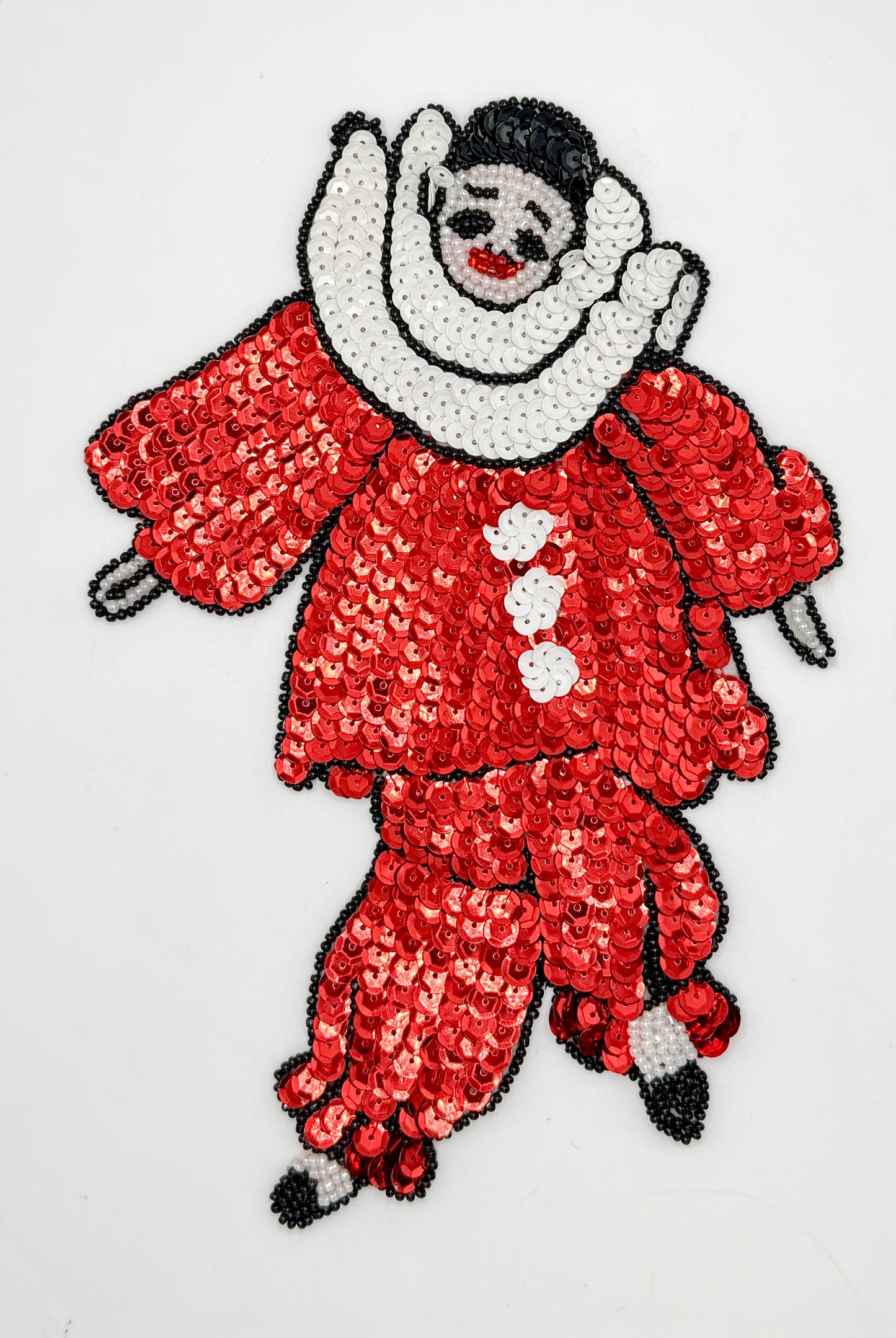 Clown with Red, White and Black Sequins and Beads 8.5" x 5.75”