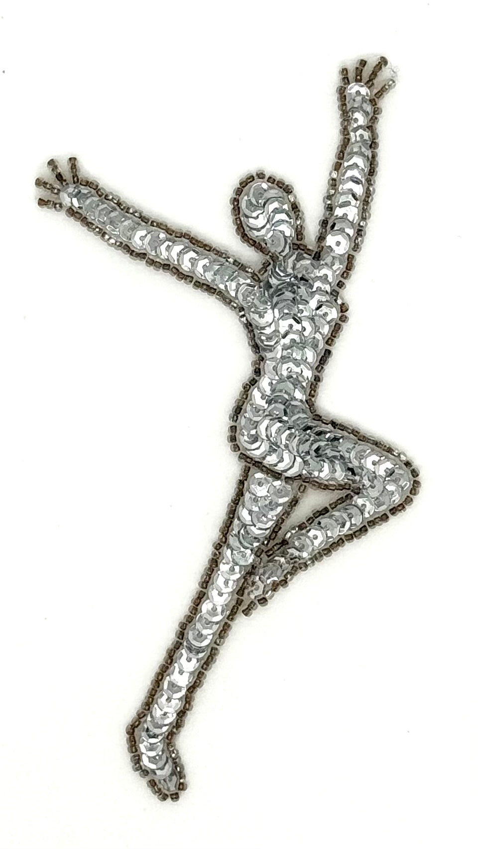 Female Gymnast Dancer - Silver Sequins - Glass Beads 5.5" x 2.75"