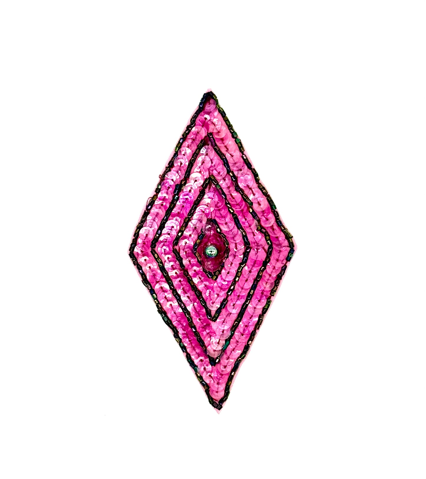 Designer Motif Diamond with Fuchsia Sequins and Black Beads 5”x 3”