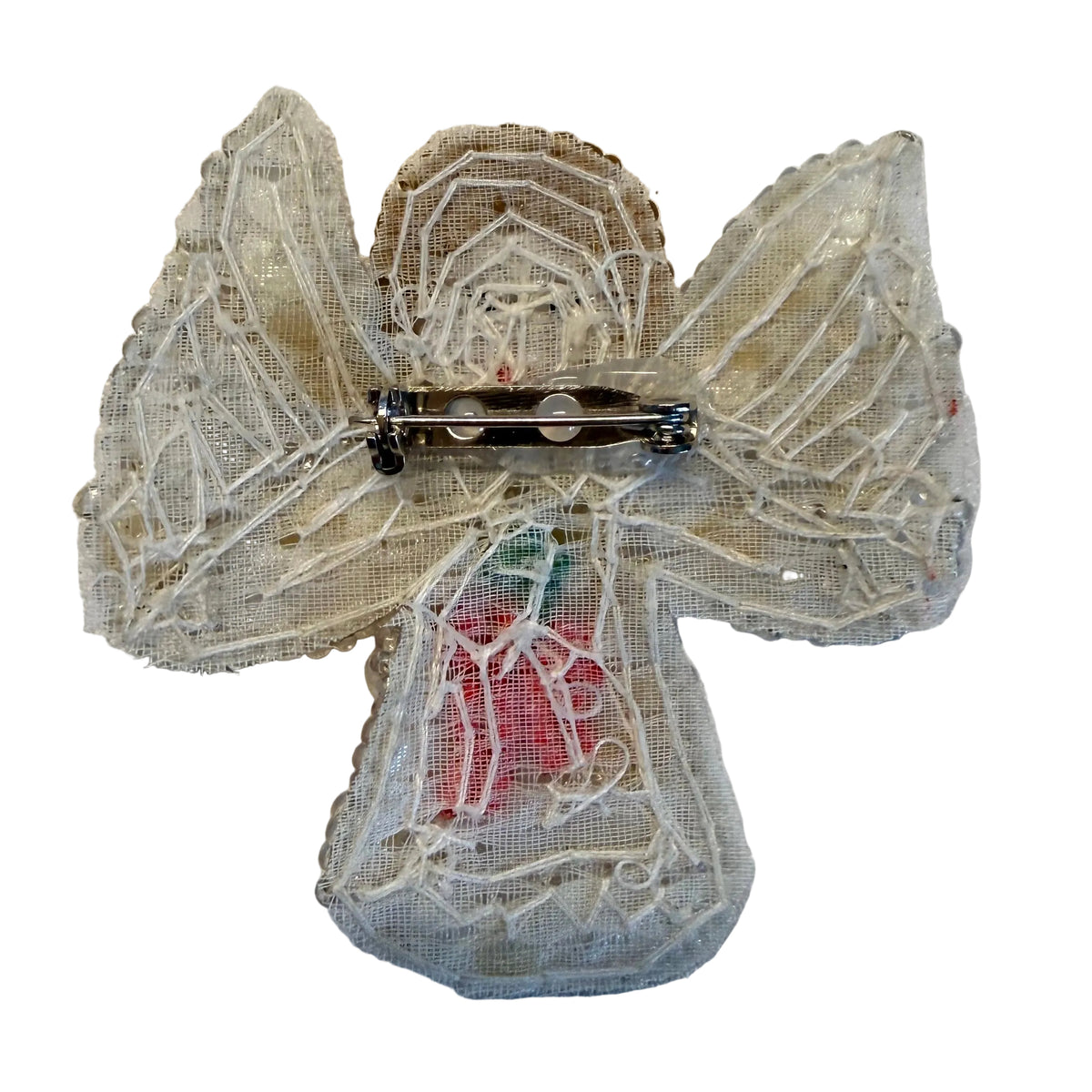 Ángel de Navidad con Lentejuelas Doradas y Cuentas 10,16 cm x 5,72 cm
