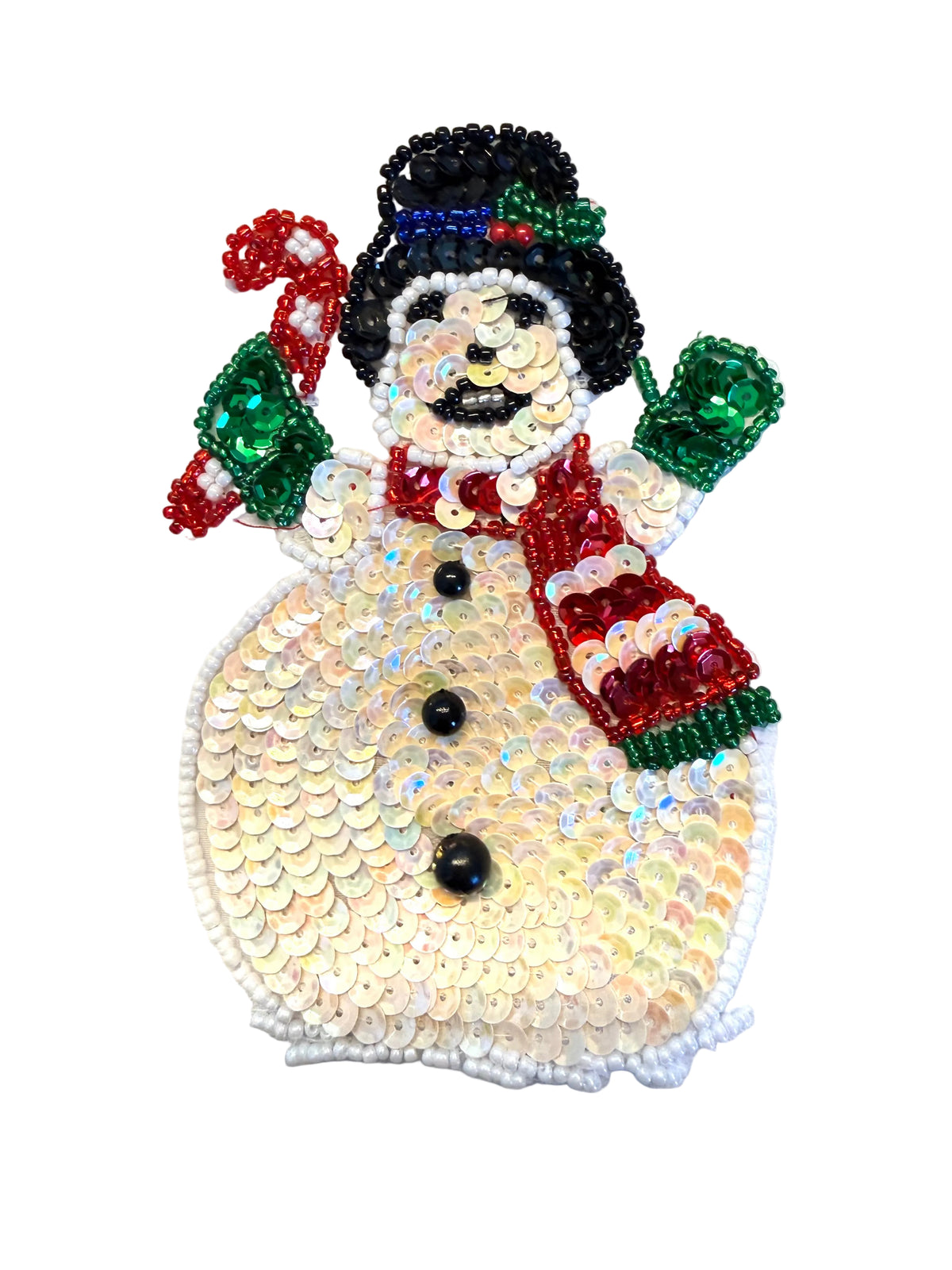 Muñeco de nieve con bastón de caramelo a elegir color 4.75” x 3.25”