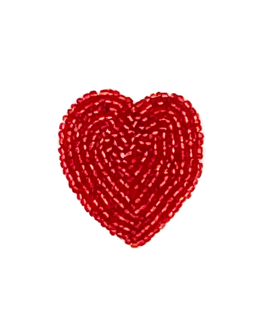Heart Appliqué - Red GlassBeads 1.5" x 1.5"