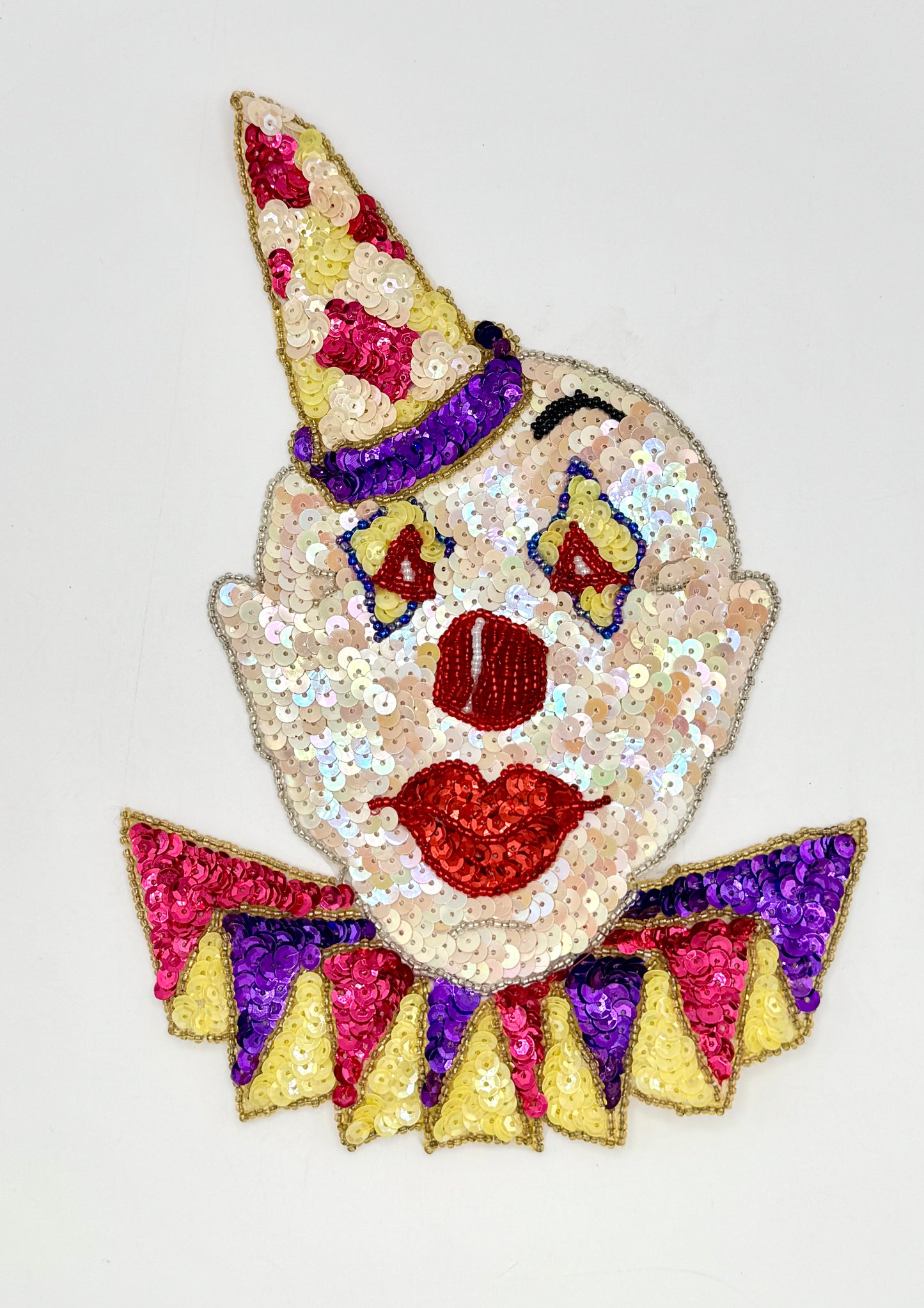 Large Clown with MultiColored Sequins and Beads 9" x 6.25"