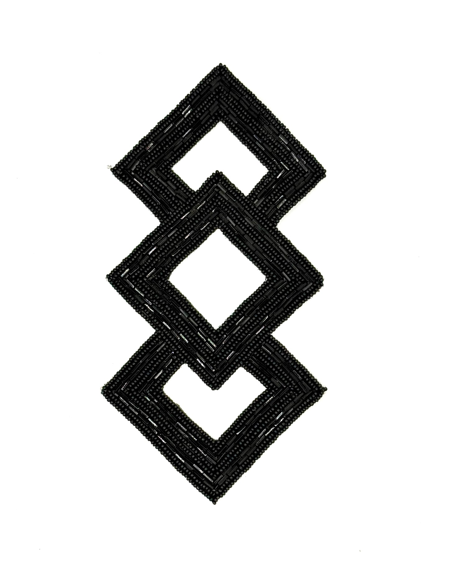 Diseñador Motif Tres Diamantes Cuentas Negras 8" x 4"