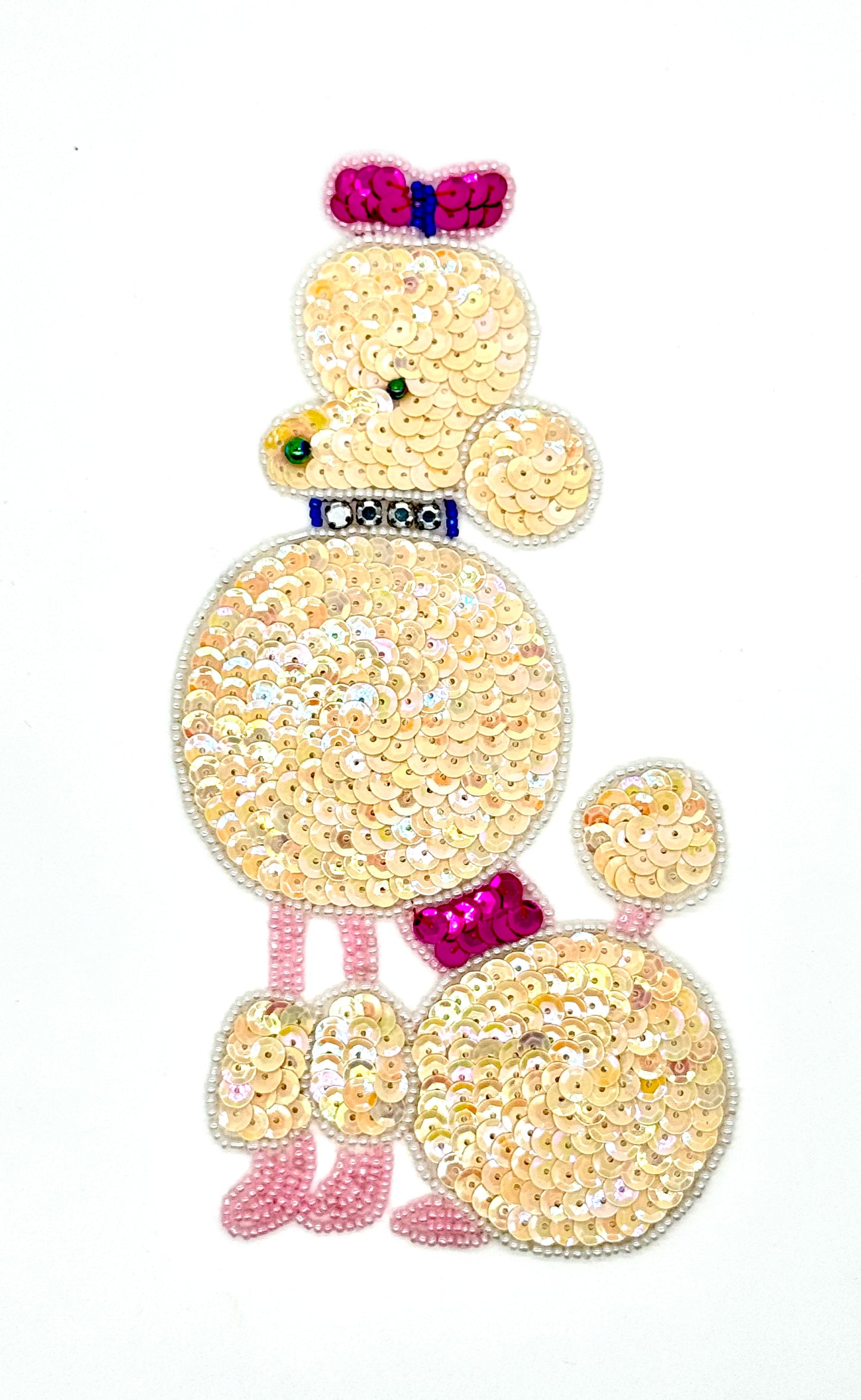 Apliques de caniche hechos a mano con collar de pedrería 15,24 cm x 7,62 cm y 20,32 cm x 10,16 cm