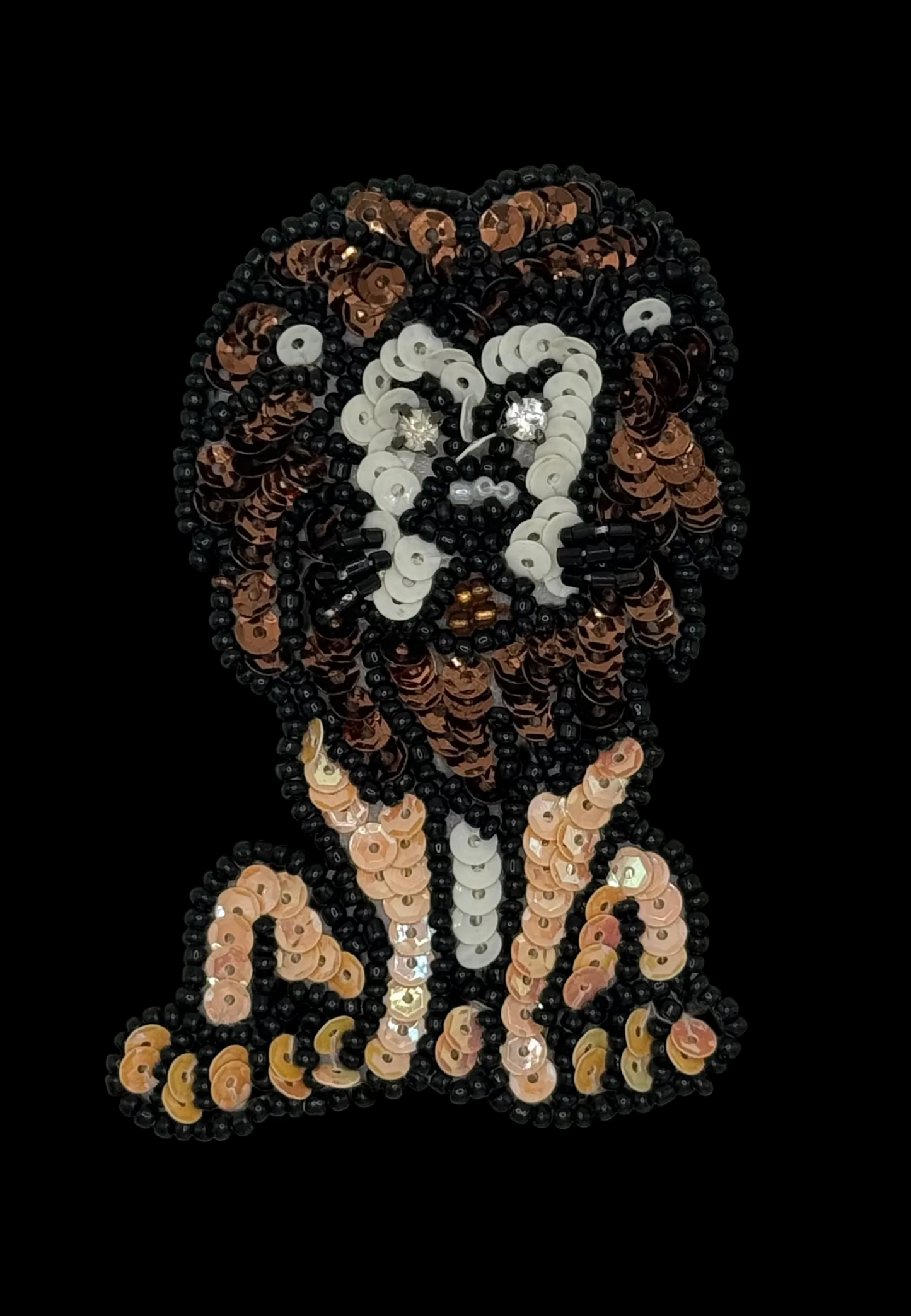 Lion with Brown Mane, Sequin and Beaded 3.5" x 2.25”