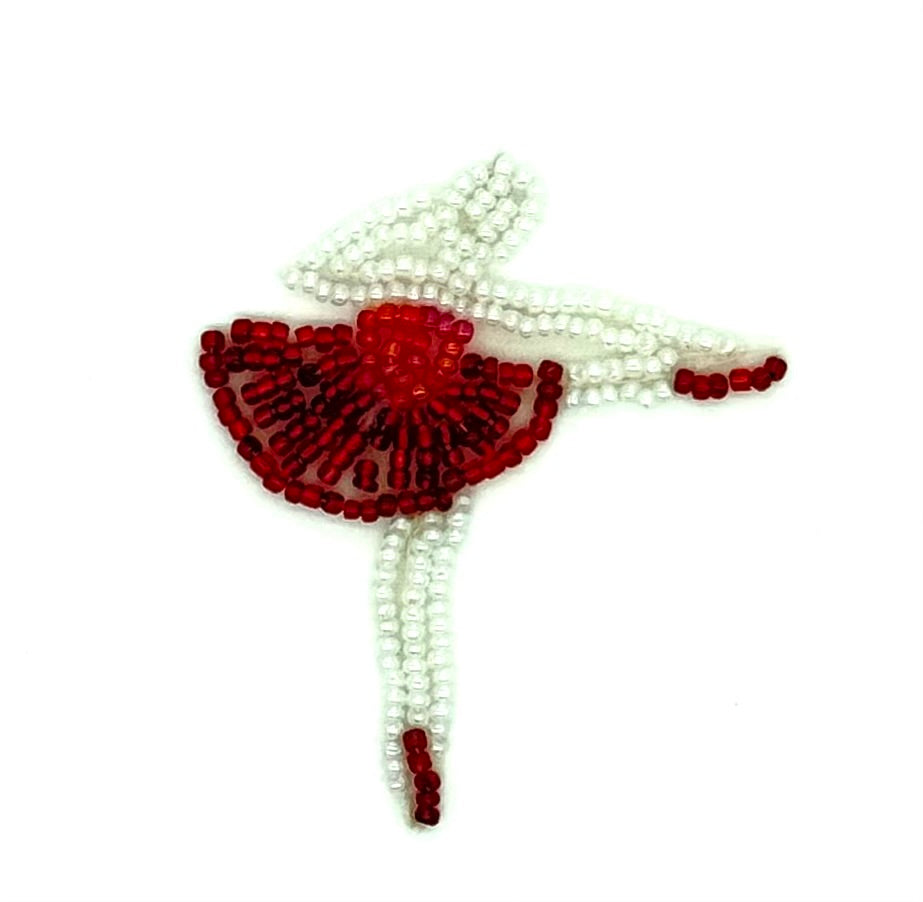 Bailarina con cuentas rojas y blancas de 5 x 5 cm