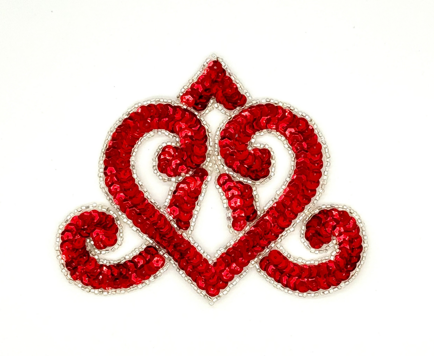 Designer Motif Wide Crown with Red Sequins and Silver Beaded Trim 5" x 4"