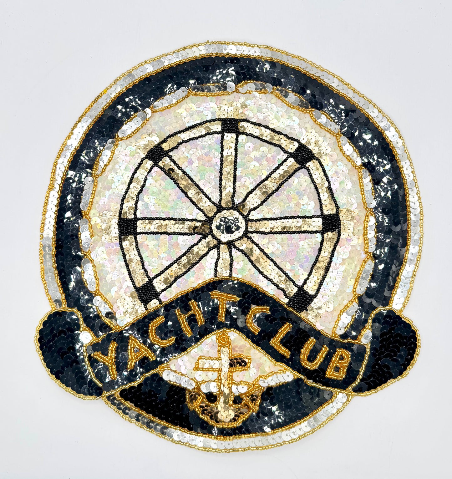 Nautical Yacht Club Sequin Beaded Applique 10" x 10"