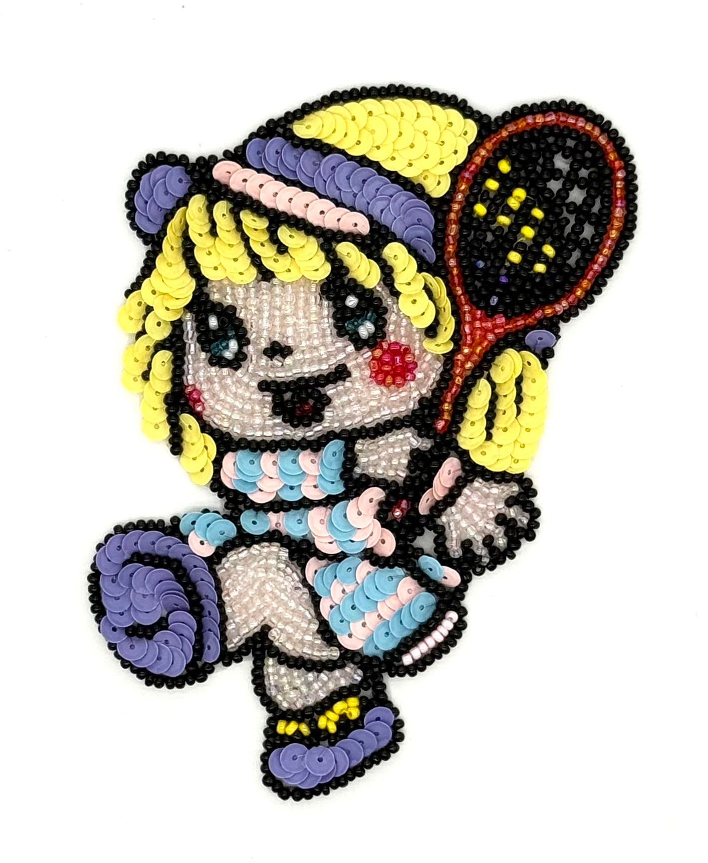 Tennis Girl - Multicolored Sequins - Glass Beads 5.25" x 3.5"