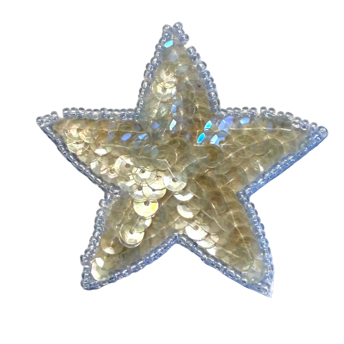 Iridescent Sequin Star Appliqué with Glass Beads, 2.5"