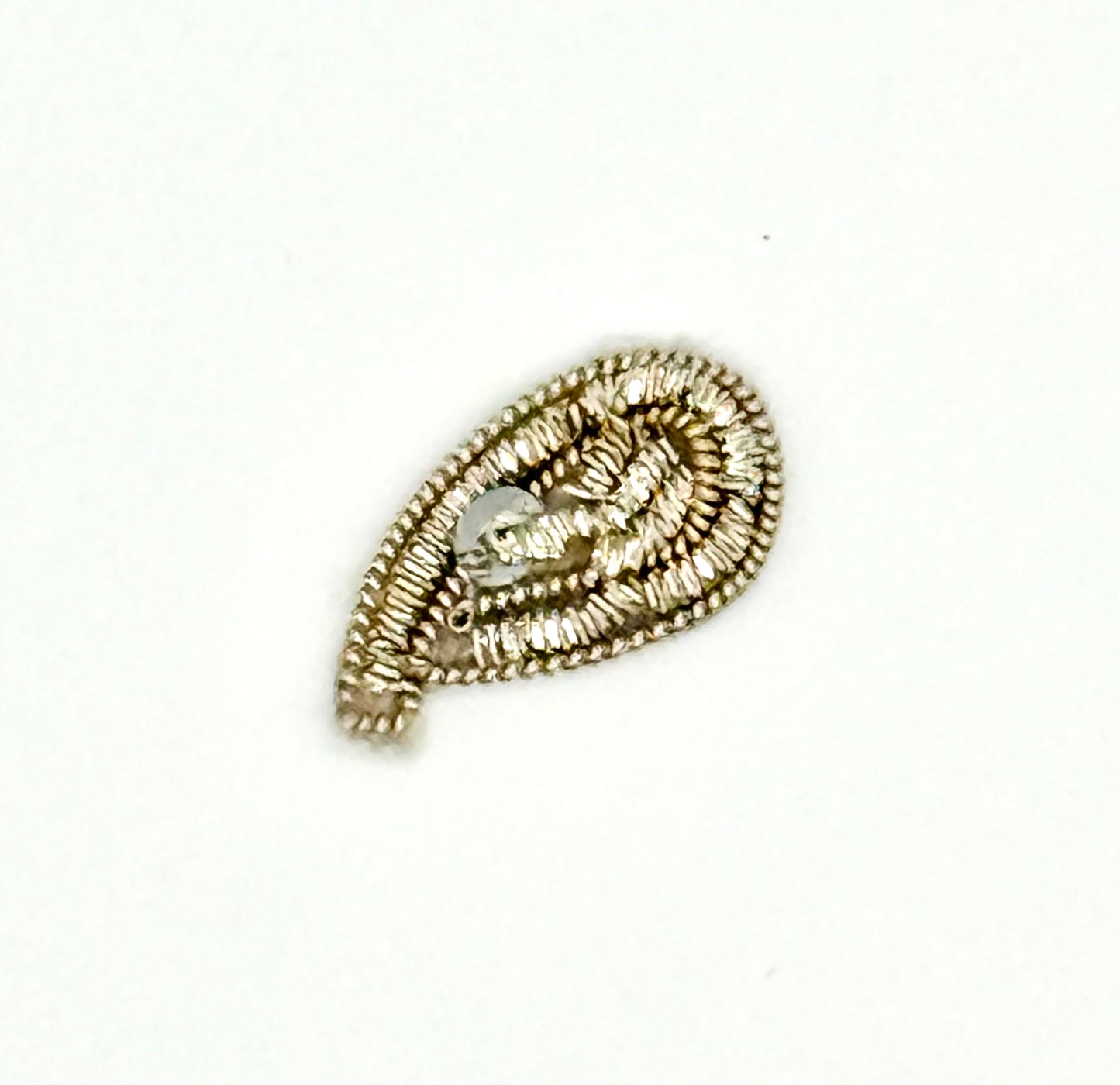 Designer Motif Silver Bullion Paisley Shaped 1”x .5”
