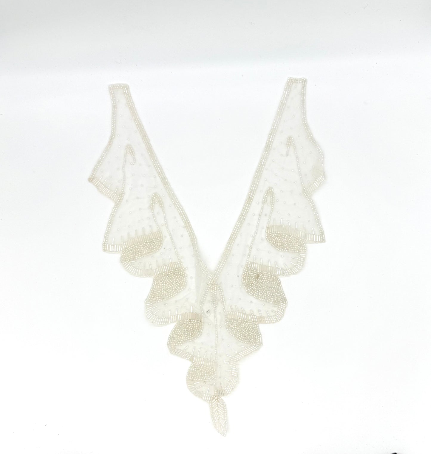 Designer Motif Ivory Bodice Neckpiece -Iridescent Beads 15”x 11”