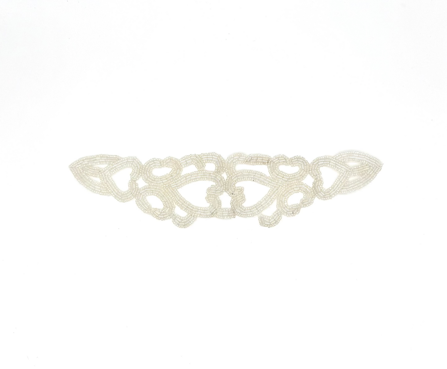 Designer Motif Neckpiece Heart Design - Choice of Silver/Iridescent White Beads 11" x 2.5"