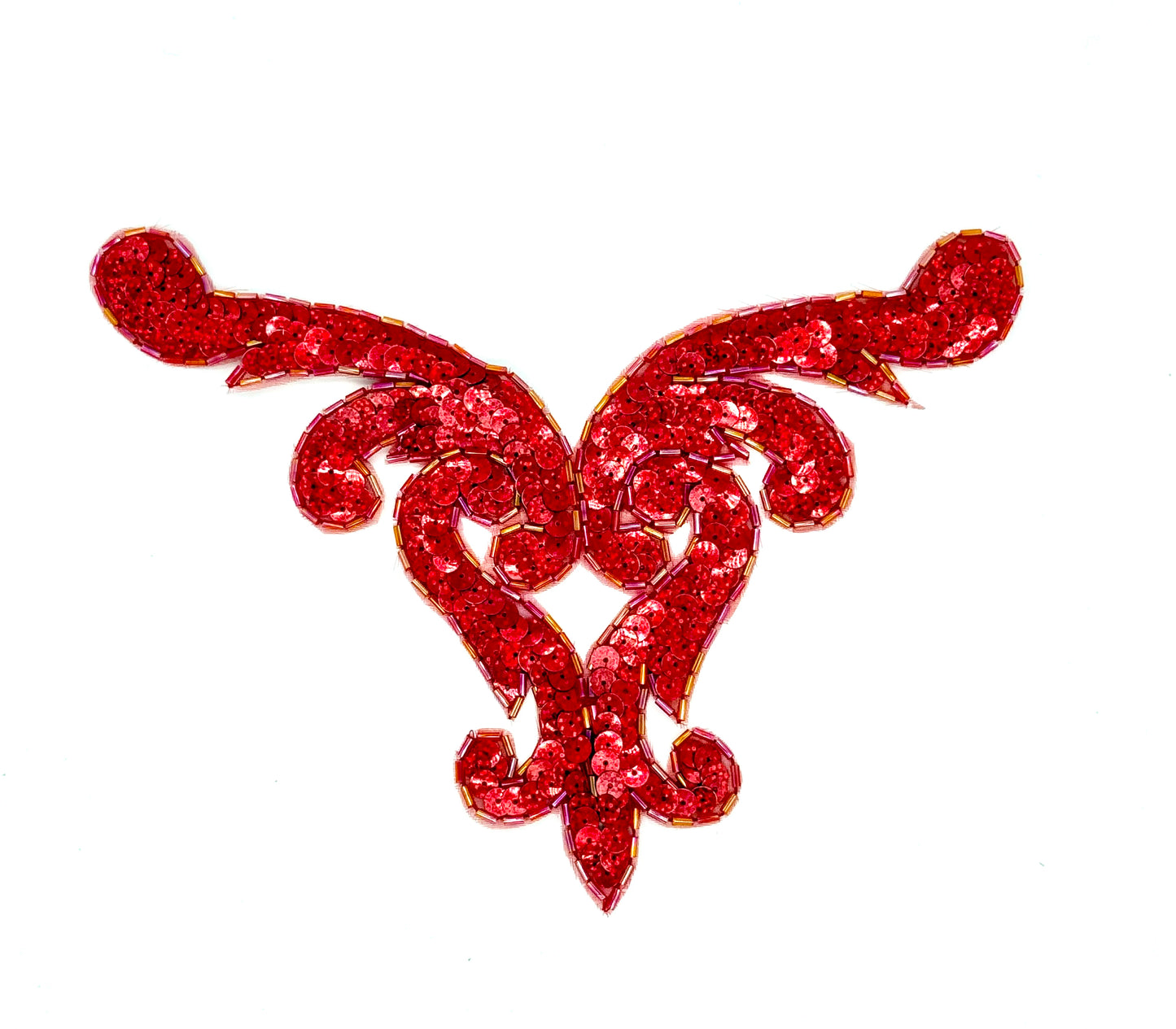 Motivo de diseñador - Lentejuelas rojas - Ribete de cuentas rojas 8.25"x 6"