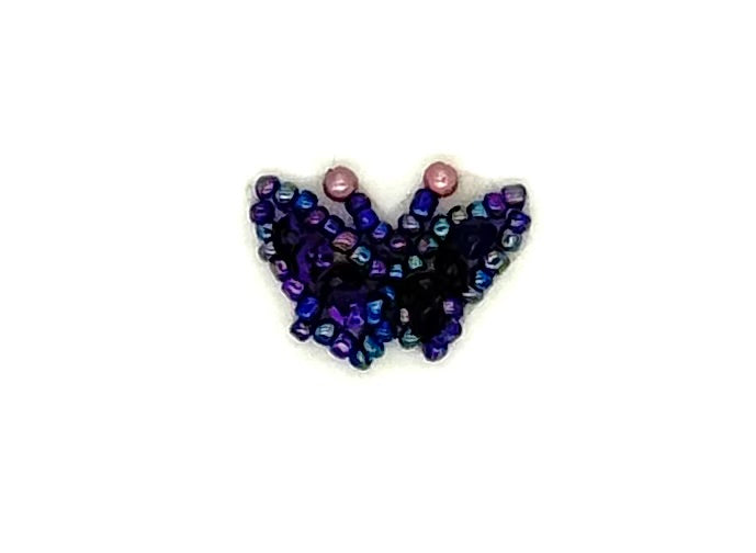 Mariposa - Juego de 4 - Lentejuelas moradas - Cuentas azules iridiscentes 1" x .75"