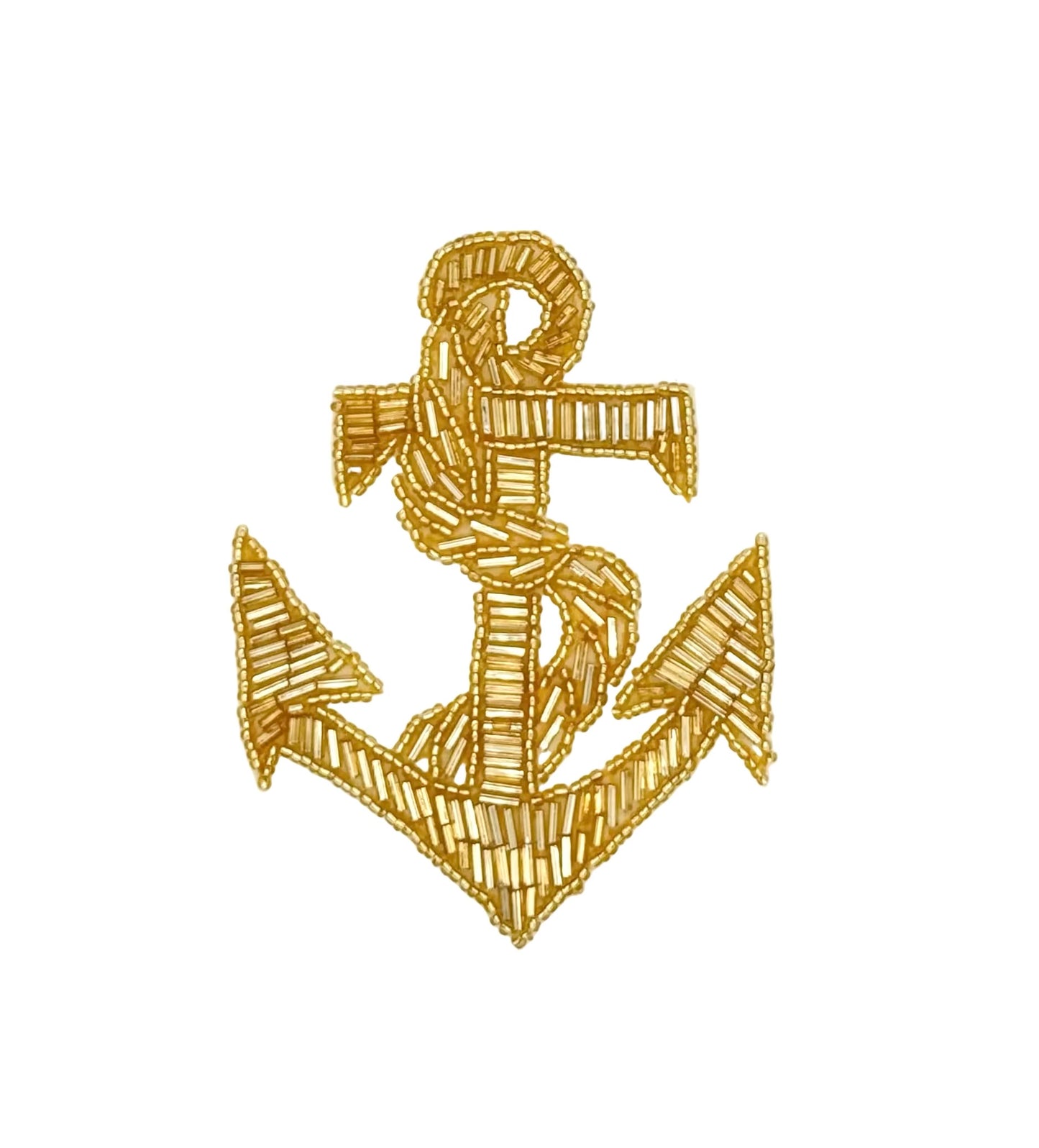 Ancla con Cuerda - Cuentas Doradas - 4.5" x 3.5"
