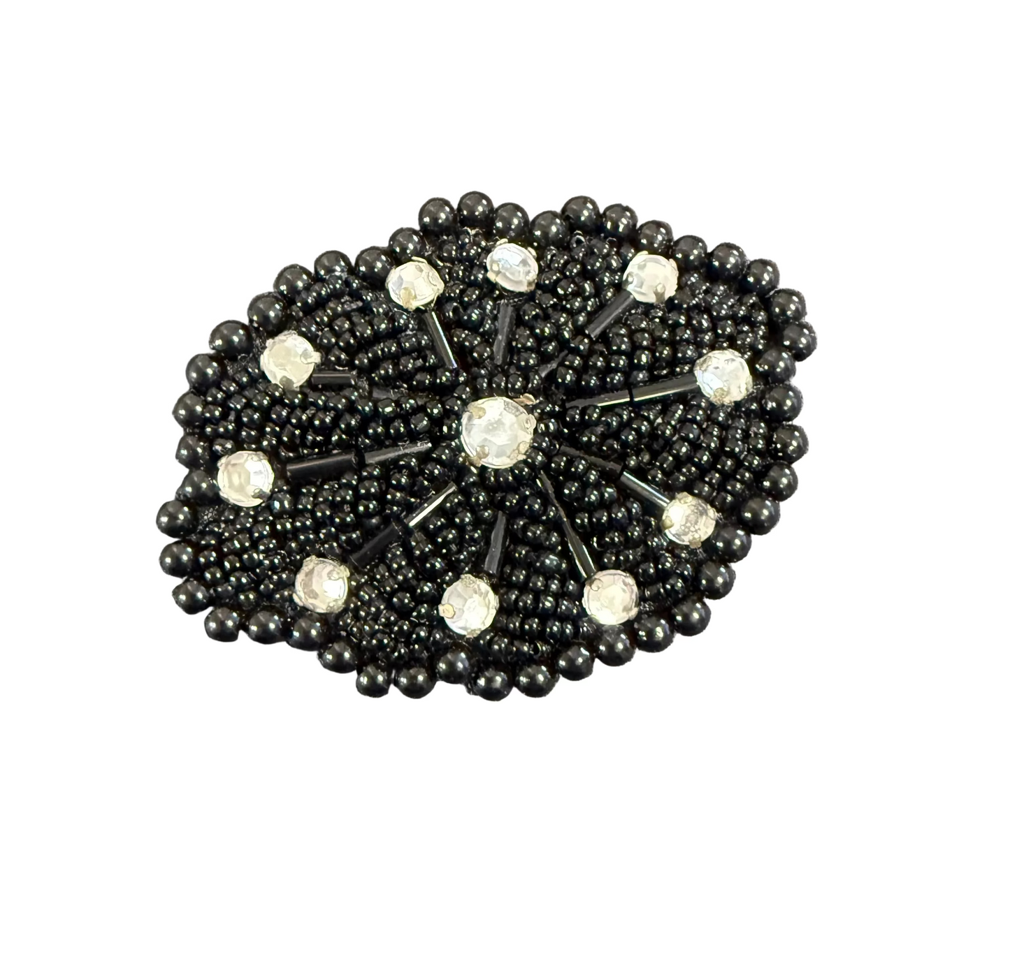 Designer Motif - Black Beads - Rhinestones 3”x 2”