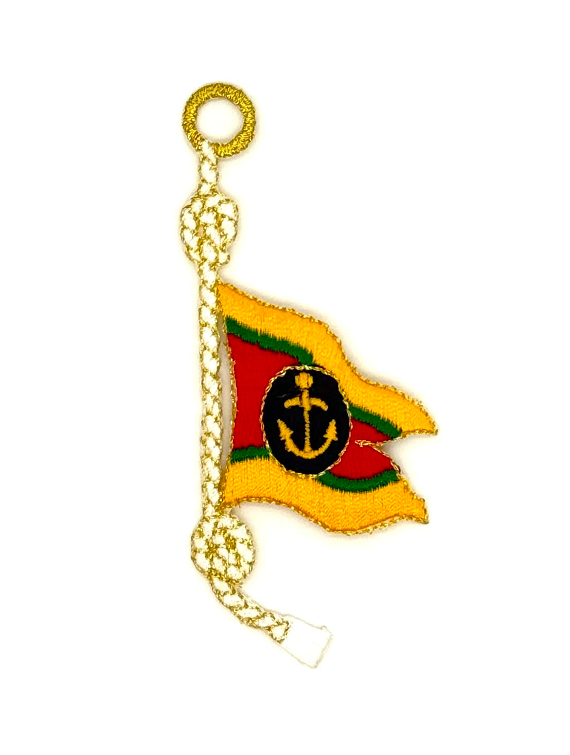 Nautical Flag Embroidered Iron-on Patch Featuring a Gold Anchor and White Rope Design 4.25" x 2"