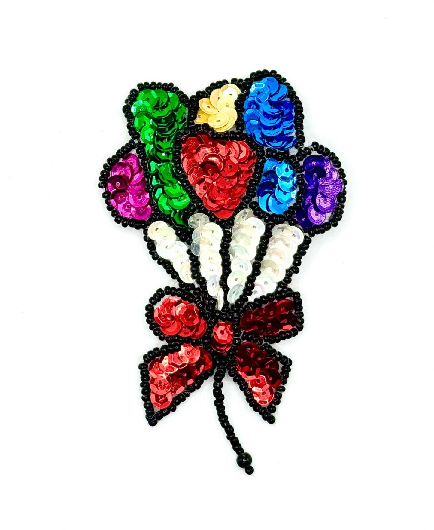 Balloons with Multi-Colored Sequins and Black Beads 4" x 2.5"