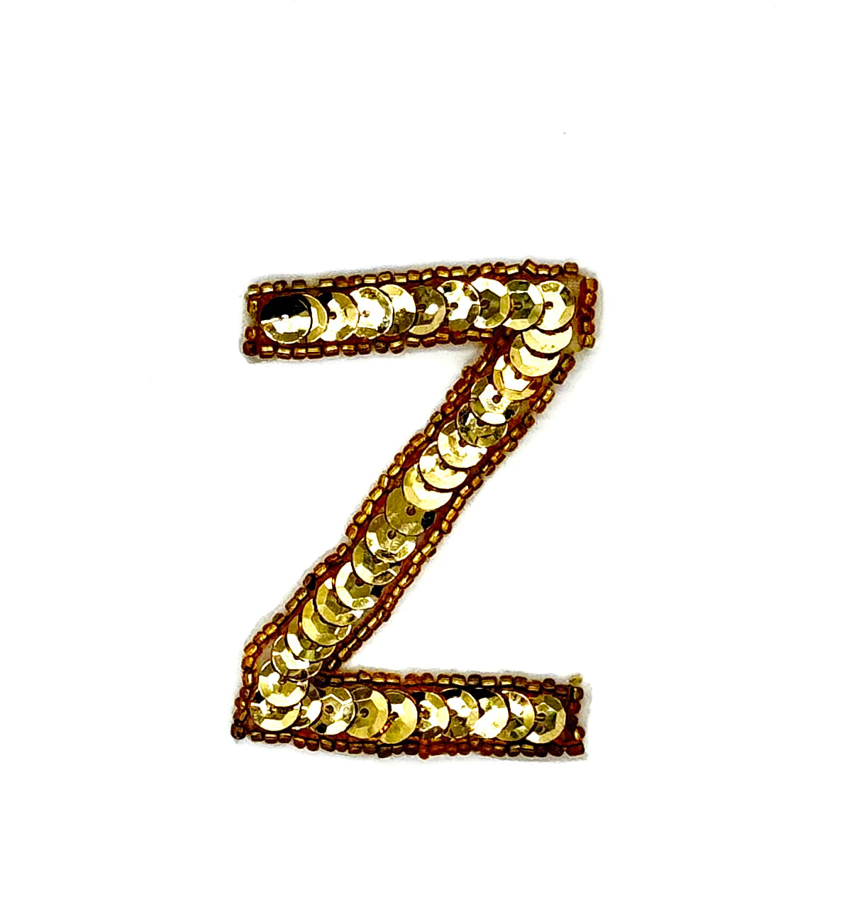 Aplique de letra Z de 2.5” - Lentejuelas/Cuentas Doradas