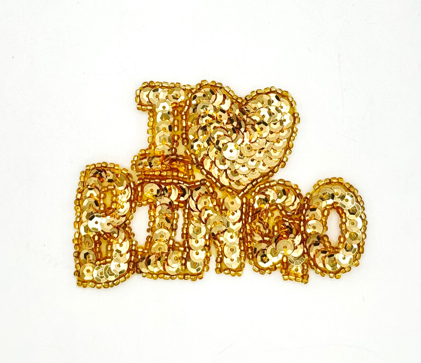 "I Love Bingo" With Gold Sequins and Beads 2.25" x 3.5"