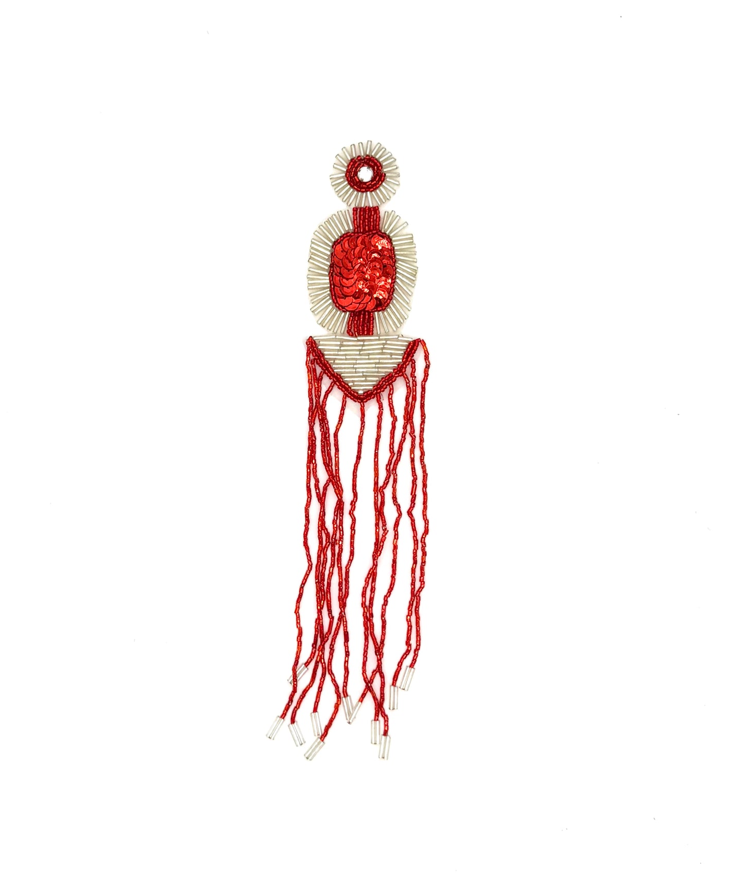 Epaulet - Red Sequins - Red/Silver Beads - Rhinestone 10”x 2”