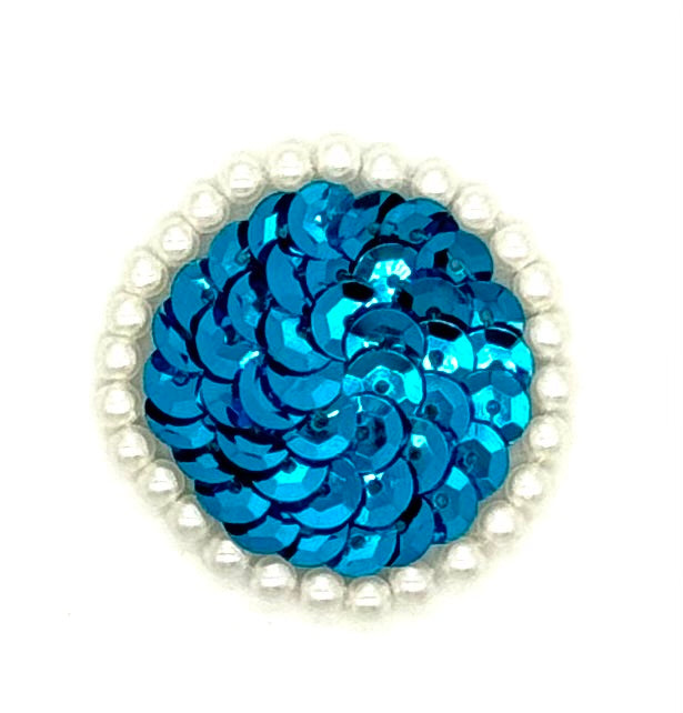 Elección de color Lentejuelas de puntos turquesa y perlas de 1.5"