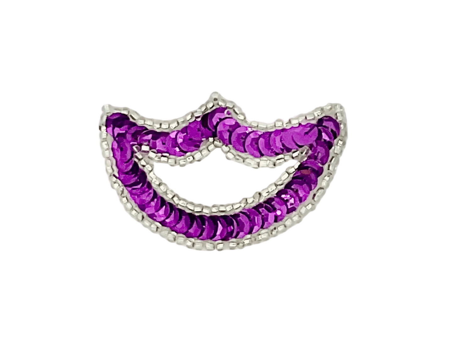 Designer Motif Purple Sequins with Silver Beads 2.5" x 1.5"