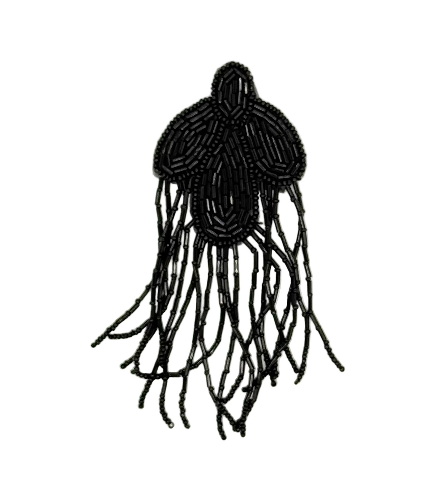 Black sequin and bead epaulet on a white background