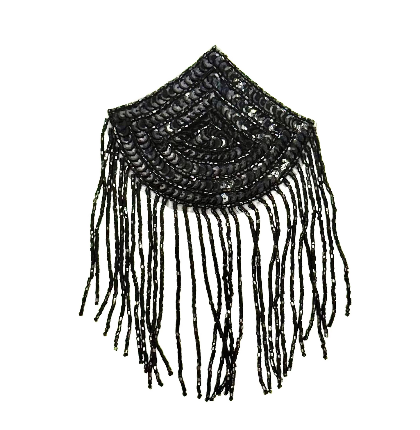 Hombrera - Lentejuelas negras - Cuentas 6.5" x 4"