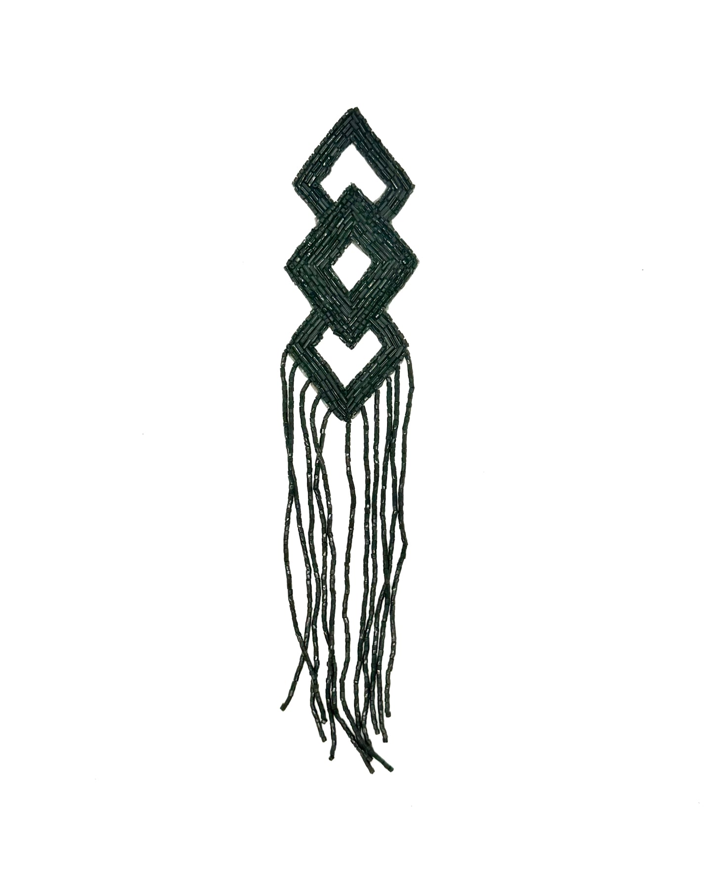 Epaulet Triple Diamond -Black Beads 11" x 2"