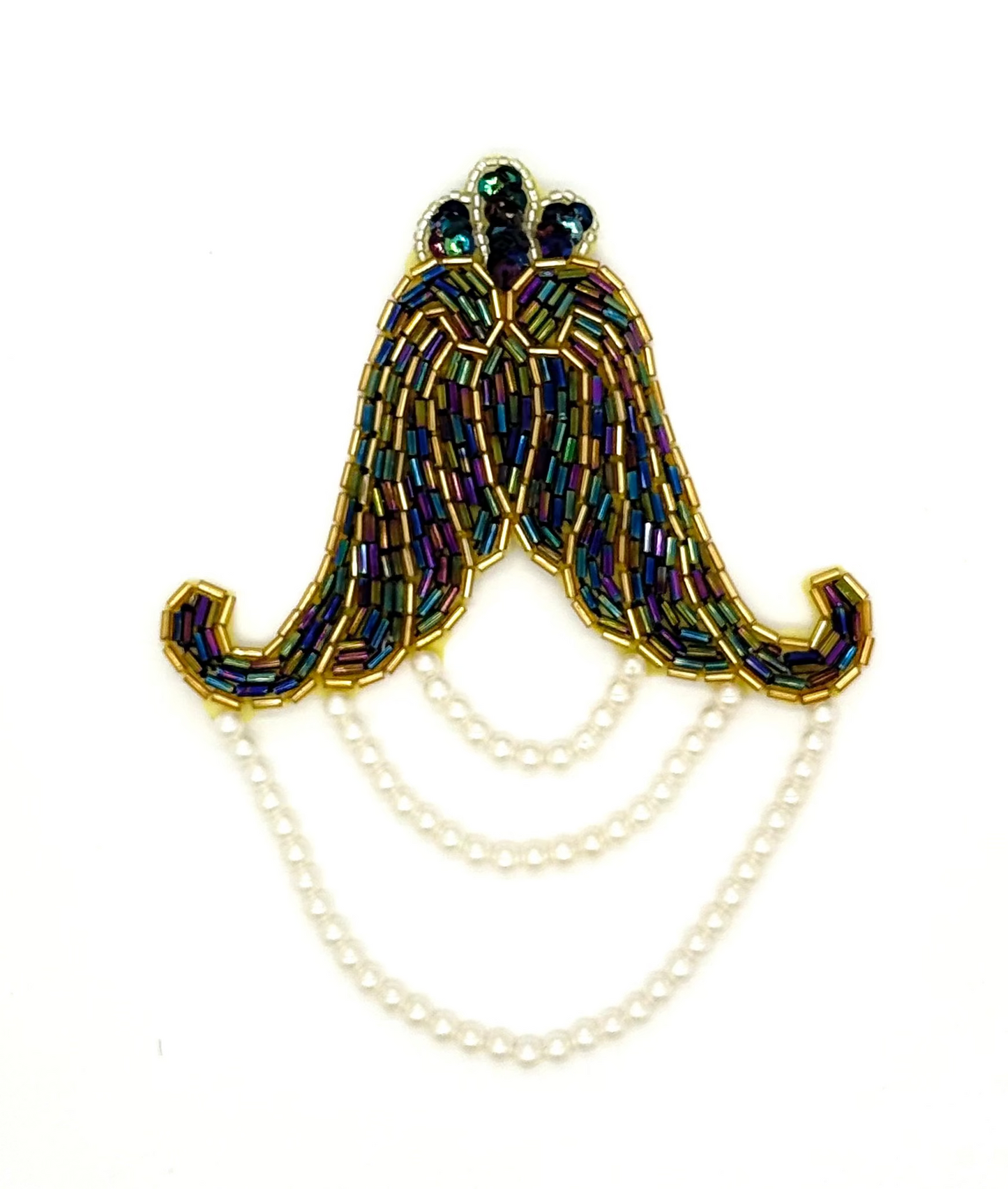 Hombrera - Lentejuelas Moonlight - Cuentas Oro/Plata/Moonlight - Perlas 13.97 cm x 11.43 cm