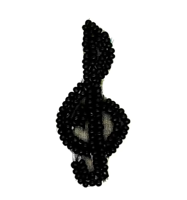 Music - Treble Clef - Black Glass Beads 2" x 1"